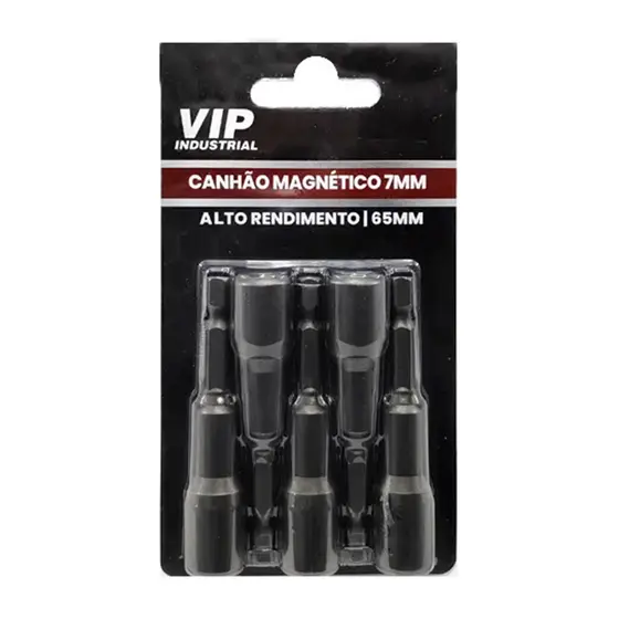 Jogo com 5 Bits Sextavado Canhão Longo Magnético 7mm Encaixe 14" VIP