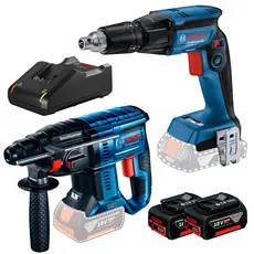 Kit Parafusadeira Drywall GTB 185-LI + Martelete Rotativo Rompedor GBH 180-LI + 2 Bateria 4Ah + Carregador Rápido Bosch