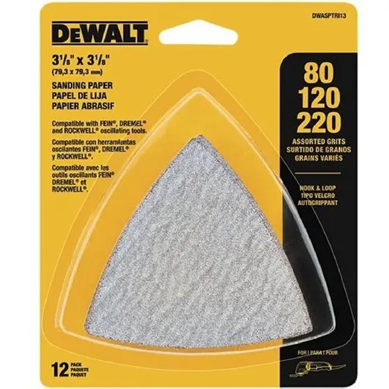 Kit de 12 Lixas para Multicortadora Multiferramenta Oscilante Grao 80 120 220 Dewalt DWASPTRI3