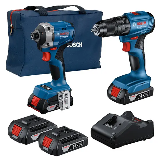 Parafusadeira e Furadeira Imp 1/2" GSB 185-LI + Parafusadeira Imp 1/4" GDR 18V-215 + 2 Baterias 2Ah + Carregador Bosch