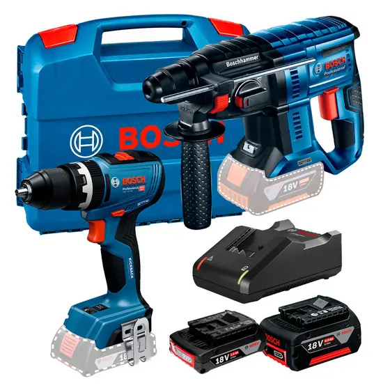 Parafusadeira e Furadeira 1/2" GSB 18V-65 + Martelete Rotativo Rompedor SDS Plus GBH 180-LI Bosch