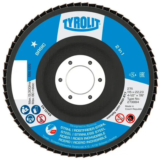Disco Flap 4.12" Grão 40 Basic Conico Fibra Tyrolit 27388434318364