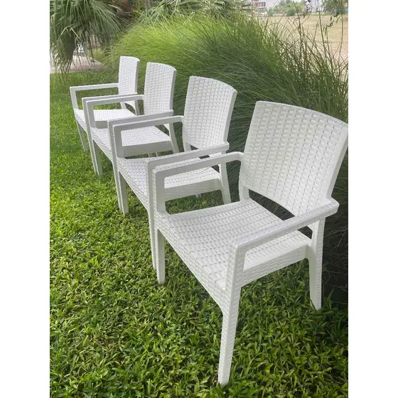 Kit 4 Cadeiras Com Braço Milano Rattan Fibra Sintética