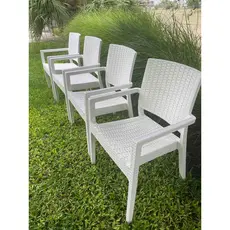 Kit 4 Cadeiras Com Braço Milano Rattan Fibra Sintética