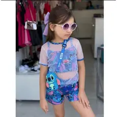 Conjunto Feminino Infantil Stitch conjunto de menina verão – Conjunto 3 Peças