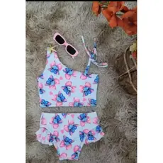 Biquíni Infantil Feminino Stitch  Laço  e Babados proteção UV