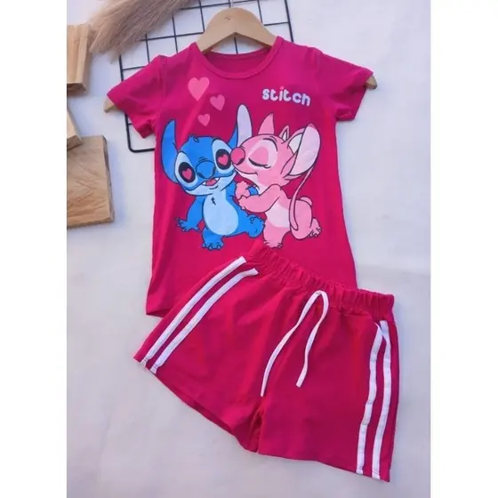 Roupa Infantil Menina Stitch – Conjunto infantil feminino para Passeio e Dia a Dia estampa sórdida