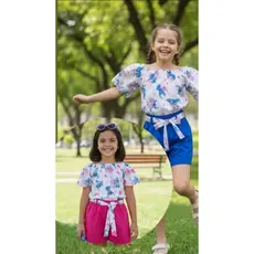 conjunto verão infantil feminino confortável camiseta + short infantil menina