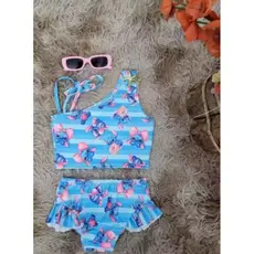 biquíni menina praia infantis stitch menina personagens roupa uv piscina
