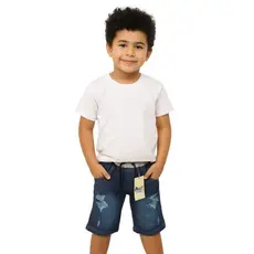 Bermuda Jeans Infantil Masculina com Elastano e Cordão – Conforto e Estilo