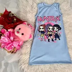 Vestido Huntrix Menina – Personagens Guerreiras do K-Pop, Moda Infantil