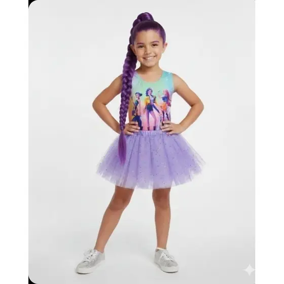 Fantasia Infantil Huntrix Guerreiras do K-Pop  Tule Moda Kpop Menina