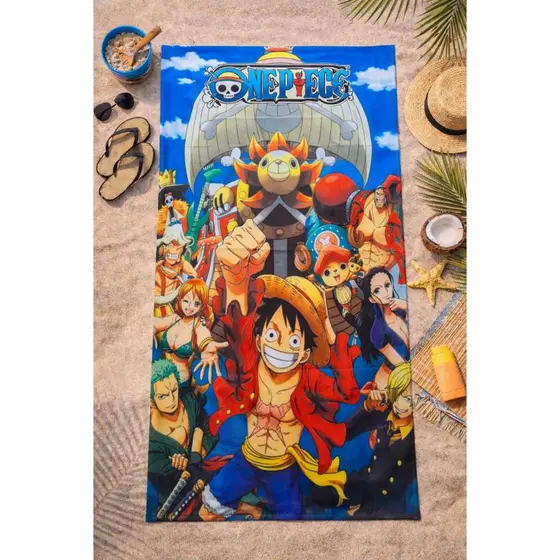 Toalha Anime One Piece 140x70cm Algodão Poliéster Toalha Praia Piscina Estampa Personagens Anime