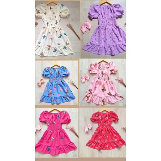 Kit 3 Vestido Infantil Ciganinha Menina Verão Estampado Roupa Infantil Feminina Moda Praia Confortável Leve Fresquinha