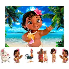 Kit Display De Mesa + Painel Festa Infantil Moana Baby