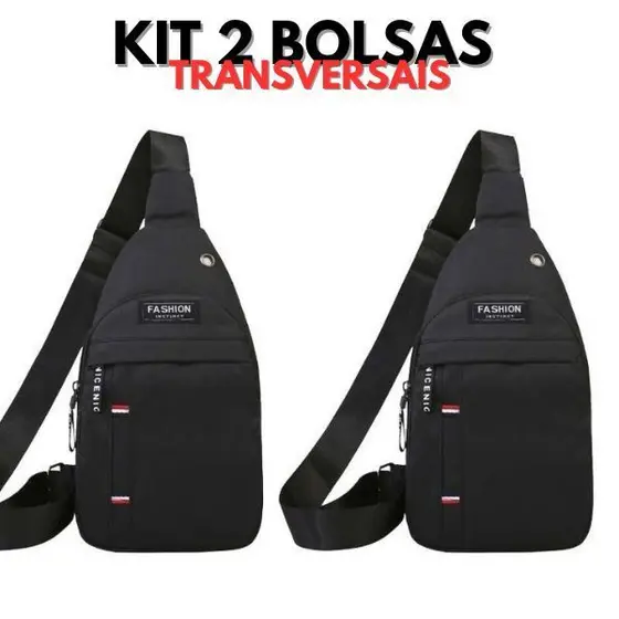 Kit 2 Bolsas Mochila de Peito Transversal Pochete Bag Masculina Resistente