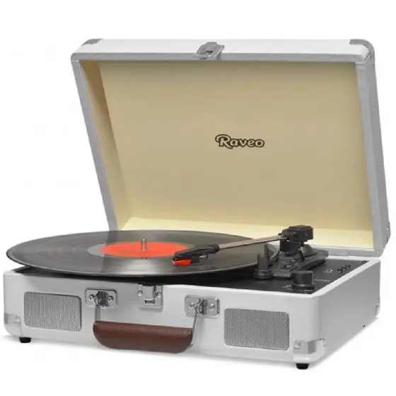 Vitrola Retro Raveo Vintage Sonetto Chrome Toca Disco Bivolt BT USB Bluetooth Reproduz e Grava MP3