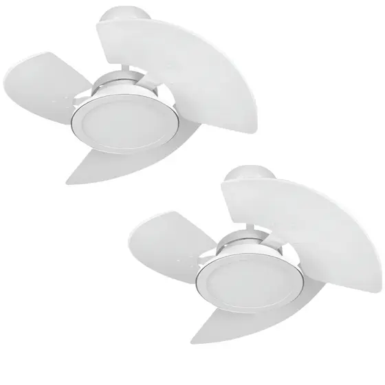 Kit c/2 Ventiladores De Teto Aventador Turbo Led  3 Pás Mdf 130w 750mm Diâmetro Luminária Led