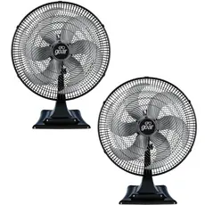 Kit c/2 Ventiladores De Mesa Oscilante Turbo 50cm 6 Pás 3 Velocidades 50w Preto Silencioso