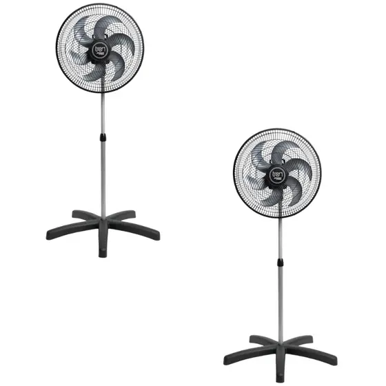 Kit c/2 Ventiladores Oscilante De Coluna E Pedestal 50cm 6 Pás Pp Premium 140w Preto Tufão