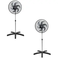 Kit c/2 Ventiladores Oscilante De Coluna E Pedestal 50cm 6 Pás Pp Premium 140w Preto Tufão