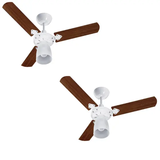 Kit c/2 Ventiladores De Teto Tron Marbela c/ 3 Velocidades, Lustre e Função Exaustão 130w 127v