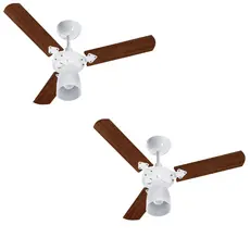Kit c/2 Ventiladores De Teto Tron Marbela c/ 3 Velocidades, Lustre e Função Exaustão 130w 127v