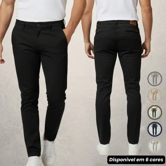 Calça Alfaiataria Masculina Brim Esporte Fino Premium com Elastano