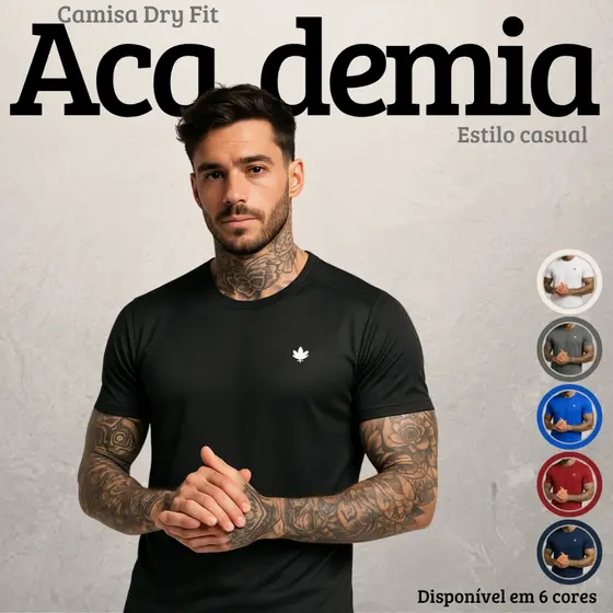 Camiseta Masculina Dry Fit Manga Curta Academia Treino Esportes