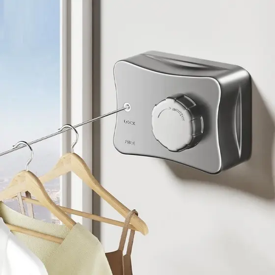 Linha De Lavanderia De Aço Inoxidável Varal Retrátil Ajustável Para Secagem De Roupas Internas E Externas Invisíve