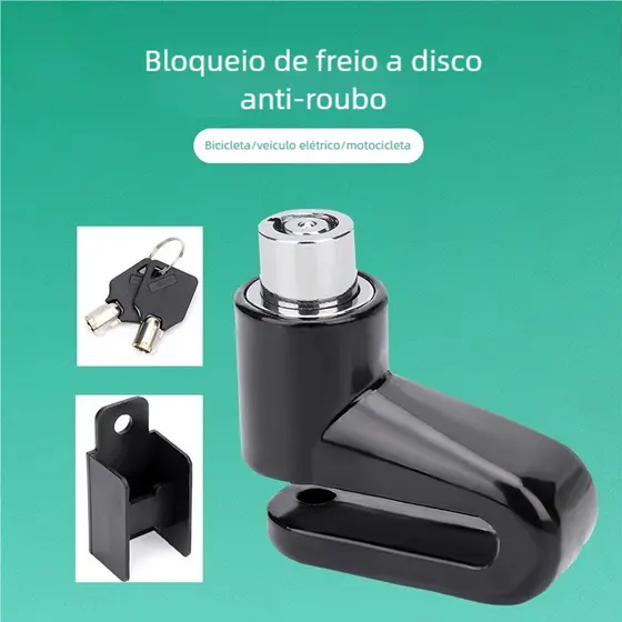 Trava de Disco Cadeado Antifurto Premium - Universal para Moto, Bike e Bicicleta com Diversas Cores