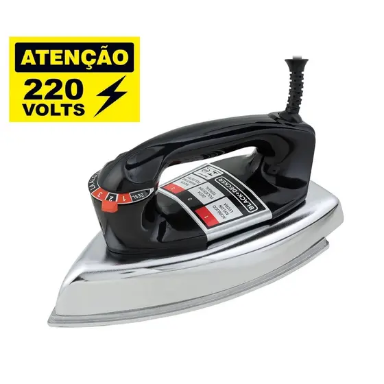 Ferro de Passar Roupa a Seco Black Decker VFA1110XM6 Base de Alumínio 220V