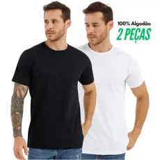 KIT 2 Camiseta Masculina Básica Lisa 100% Algodão