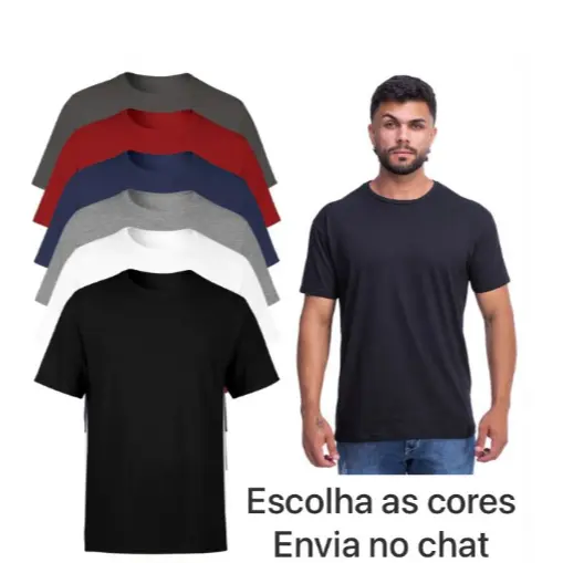 Kit 6 Camiseta Masculina Algodao Premium Slim Fit Manga Curta Anti Suor Anti Odor Camisa Esportiva Bike Corrida Academia