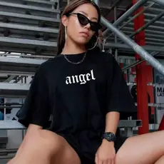 Camiseta Feminina Escrita Angel Camisa Lançamento Fio 30.1