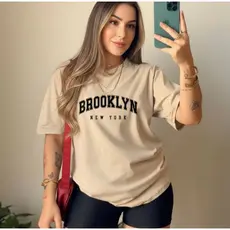 Camiseta Feminina T-Shirt Blusinha Camisa Blusa Básica Moda Verão BROOKLYN 100% Algodao Premium