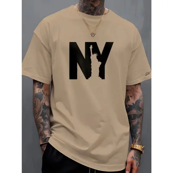 Camiseta T-Shirt Masculina plus size NY LIBERTY Diverse Estilos Camisa Manfinity 100% Algodão Street Wear