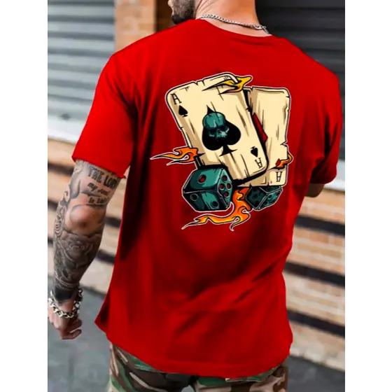 Camiseta Masculina Baralho Camisa Manfinity Truco As Street Wear Estilo 100 Algodão