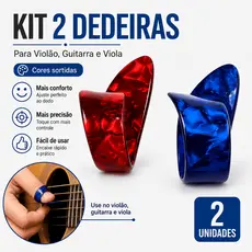Kit 2 Dedeiras Palheta Para Violão Guitarra Viola Dedilhado Conforto Cores Sortidas