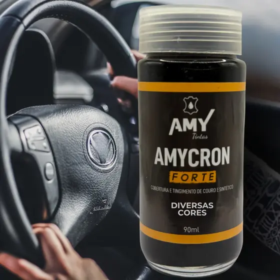 Tinta Para Volante de Couro Amycron 90ml - Premium - Todas as Marcas Automotivas Automotivos Carro