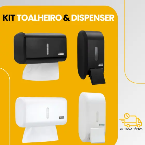 Kit Saboneteira Papel Toalha Compacta PRETO ou BRANCO - Premisse