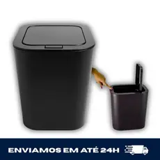 Lixeira 15L Tampa Click Preta – Sistema de Pressão, Sem Refil, Prática e Sofisticada