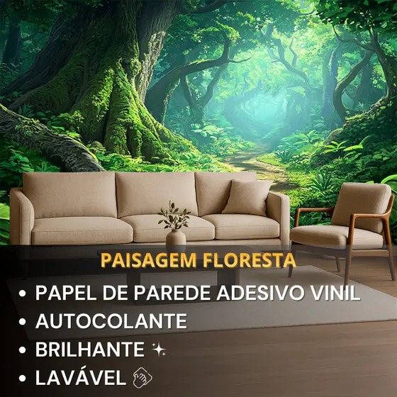 Papel De Parede Papel De Parede Para Quarto Sala Escritorio 3D Arvore Floresta Adesivo Lavavel