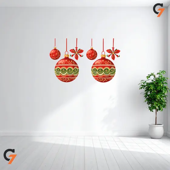 Adesivo de Parede Decorativo Enfeite Natalino Bolinhas Elegantes Autocolante Lavável Vitrine