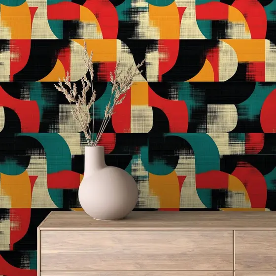 Papel de Parede Geométrico Autocolante Colorido Retrô Sala Adesivo Lavável Vibrante Impermeavel