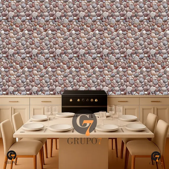 Papel De Parede Autocolante Pedras Natural Tons Claros Lavável Sala Cozinha Quarto Banheiro 3D