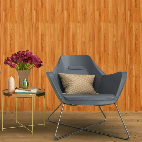 Papel de Parede Madeira Efeito Piso Laminado Claro Sala Cozinha Quarto Banheiro Escritorio 3D