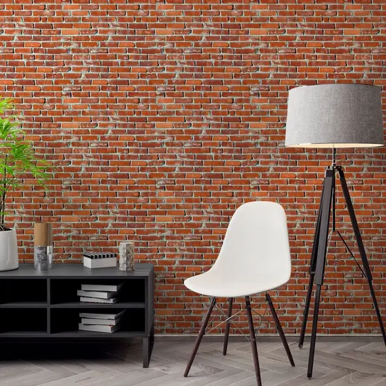 Papel De Parede 3D Para Quarto Tijolinho Vermelho Terra Adesivo Lavável Autocolante Para Sala