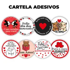 Adesivos 200un Redondos Etiquetas Dia dos Namorados 4X4cm Para Lembrancinha Embalagem Presentes