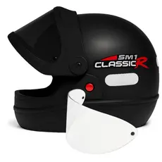 Capacete Masculino Automático Moto San Marino Preto Fosco Viseira Fumê Extra